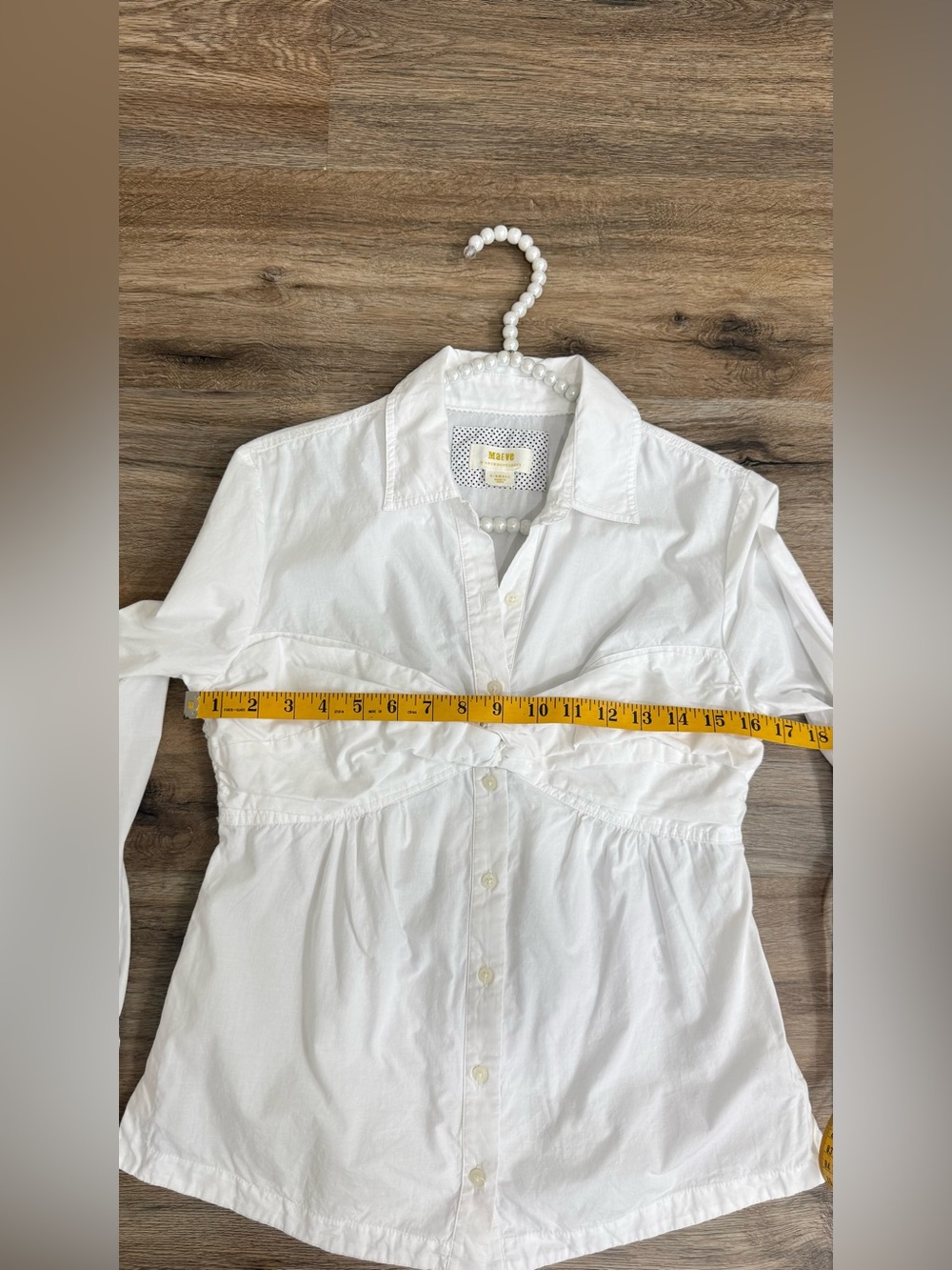 Maeve Anthropologie White Twist Front Button Cotton Blouse XS - Picture 8 of 9